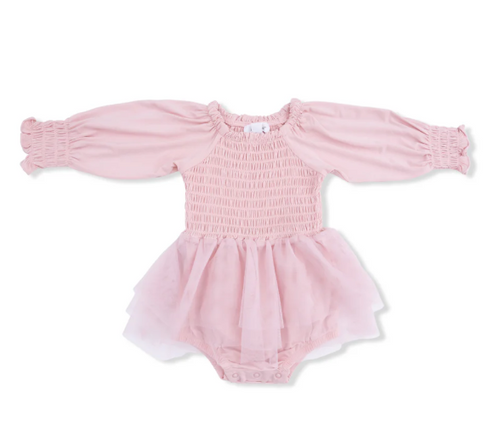 Long Sleeve Smocked Bubble with Tutu