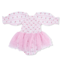 Winding Roses Stripe  Long Sleeve Smocked Bubble with Tutu