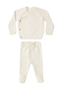 Knit Wrap Top + Pant Set Natural