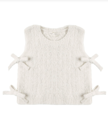 Bow Sweater Vest Ivory