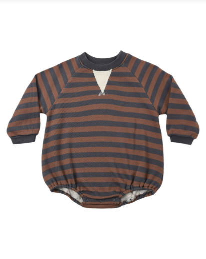 Crew Neck Romper Mulberry Stripe