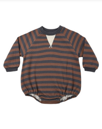 Crew Neck Romper Mulberry Stripe