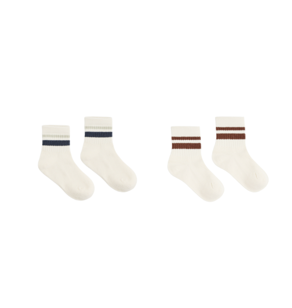 Stripe Socks, 2-Pack Fog, Mulberry