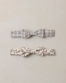 Baby Bow Headband Set Fall Plaid, Blue Garden