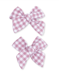 Berry Gingham  2 Pack Bow Clips