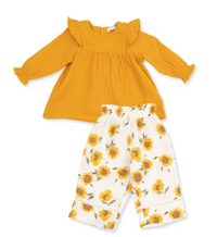 Baby Sunflower  Long Sleeve Ruffle Tunic and Smocked Waist Pant