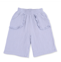 Wide Leg Pant with Ruffle Pocket - Solid Musllin Zen Blue