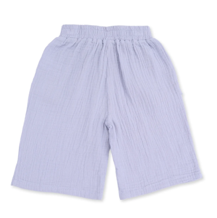 Wide Leg Pant with Ruffle Pocket - Solid Musllin Zen Blue