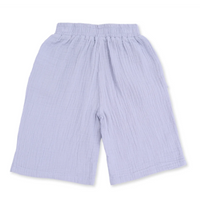 Wide Leg Pant with Ruffle Pocket - Solid Musllin Zen Blue