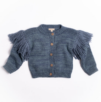 Fringed Cardigan in Luna Blue
