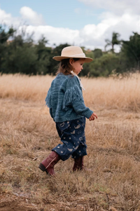 Fringed Cardigan in Luna Blue