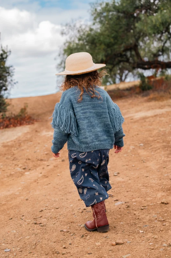 Fringed Cardigan in Luna Blue