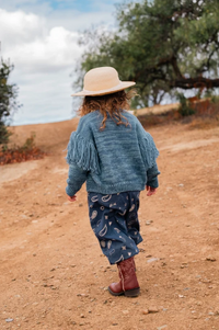 Fringed Cardigan in Luna Blue