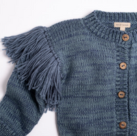 Fringed Cardigan in Luna Blue