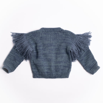 Fringed Cardigan in Luna Blue