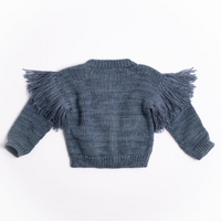 Fringed Cardigan in Luna Blue
