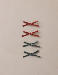 Mini Ribbon Bows Green, Ruby