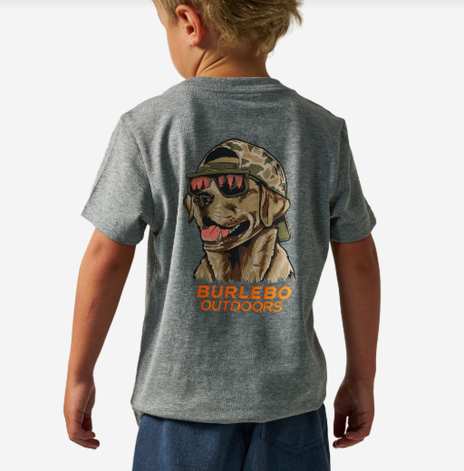 Youth Short Sleeve Tee - Mallard Camo Dog - Dark Heather Grey