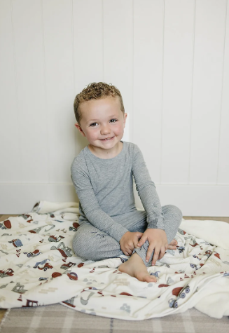 Construction Trucks Ribbed Bamboo Fleece Quilt