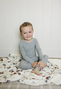 Construction Trucks Ribbed Bamboo Fleece Quilt