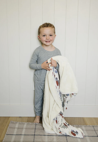 Construction Trucks Ribbed Bamboo Fleece Quilt