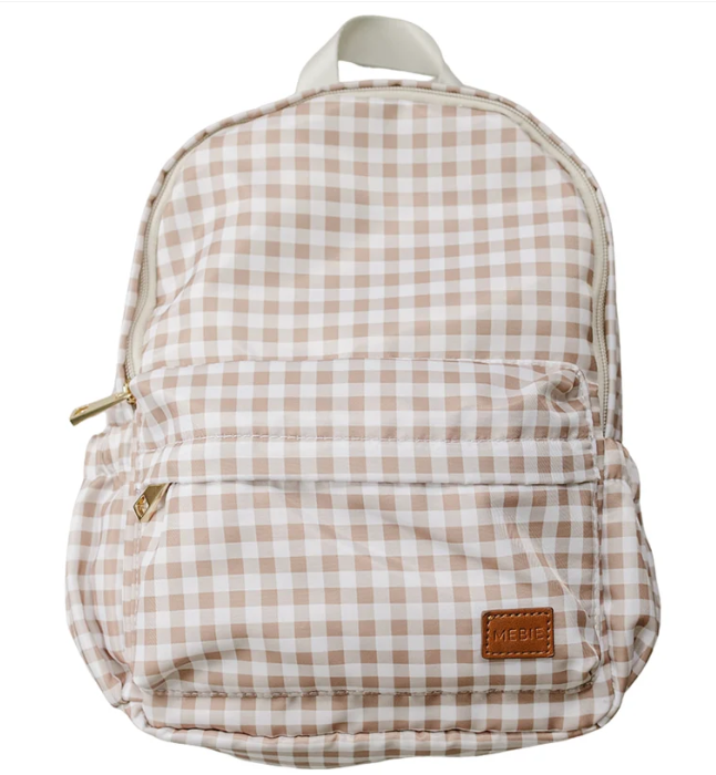 Tan Gingham Mini Backpack