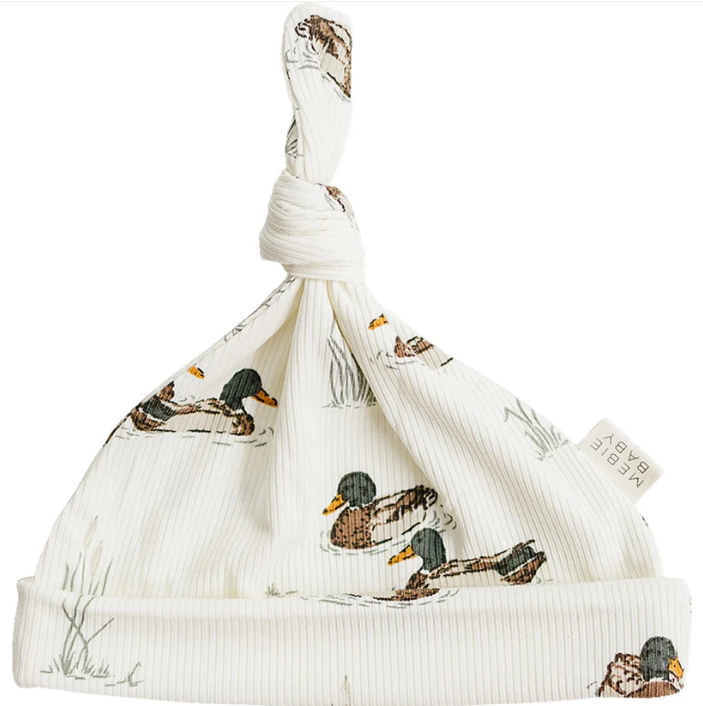 Ducks Ribbed Bamboo Newborn Knot Hat