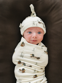Ducks Ribbed Bamboo Newborn Knot Hat