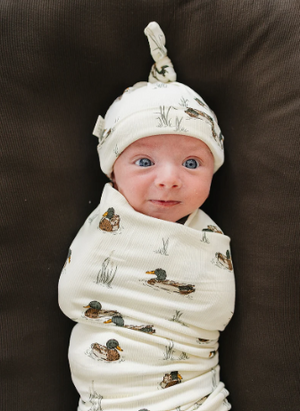Ducks Ribbed Bamboo Stretch Swaddle
