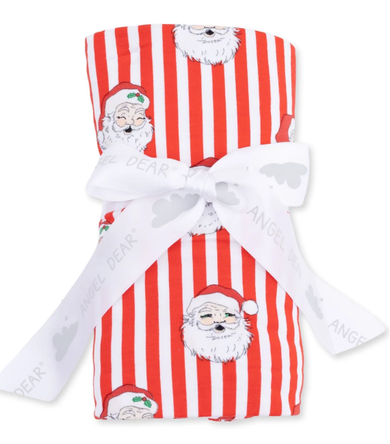 Vintage Santa Stripe - Bamboo  Swaddle Blanket