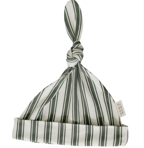 Green Stripe Bamboo Newborn Knot Hat