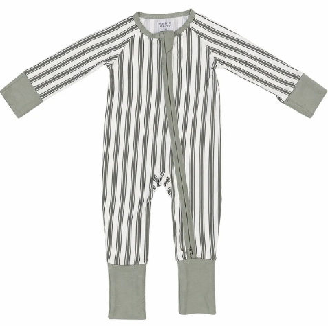 Green Stripe Bamboo Zipper