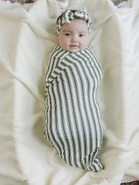 Green Stripe Bamboo Head Wrap