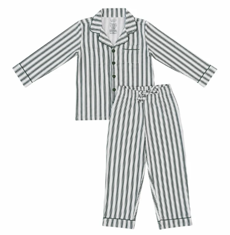 Green Stripe Collared Bamboo Set