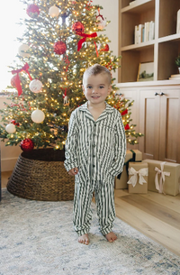 Green Stripe Collared Bamboo Set