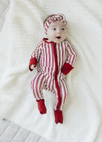 Red Stripe Bamboo Zipper