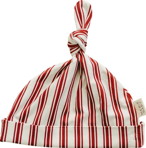 Red Stripe Bamboo Newborn Knot Hat