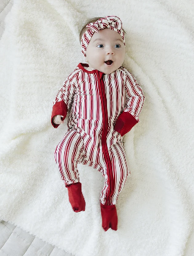 Red Stripe Bamboo Head Wrap
