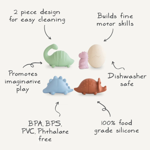 Dino Mold Free Bath Play Set - 4 Pack