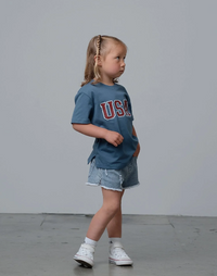 USA Elevated Tee - Worn Indigo Baby - Adult Sizes