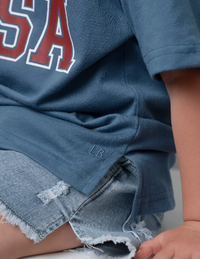 USA Elevated Tee - Worn Indigo Baby - Adult Sizes
