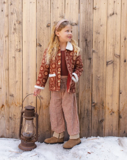 Wide Leg Pant Brick Check
