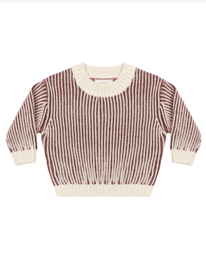 Relaxed Knit Sweater Black Cherry Stripe