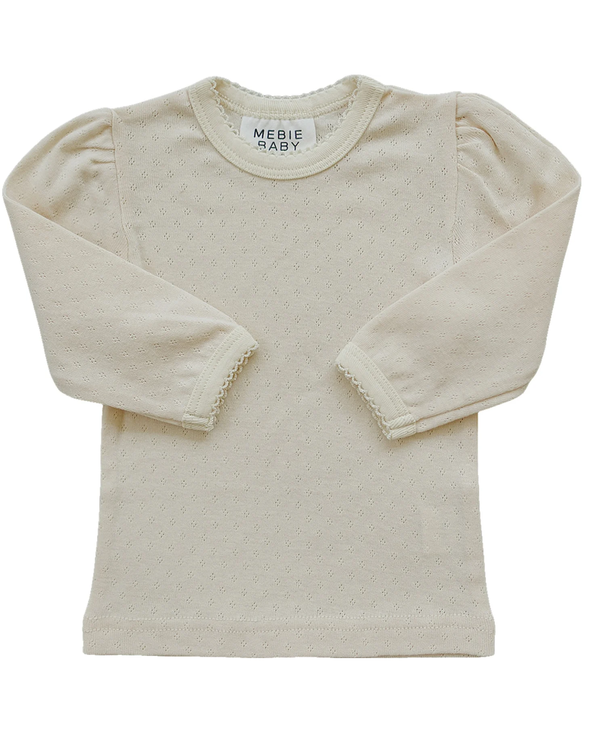 Cream Pointelle Long Sleeve Tee