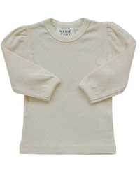Cream Pointelle Long Sleeve Tee