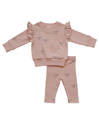 Pink Ribbon Ruffle French Terry Set