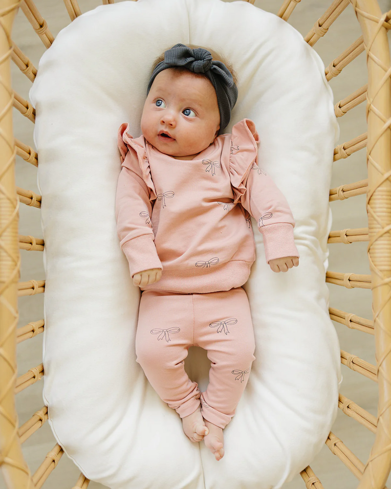 Pink Ribbon Ruffle French Terry Set