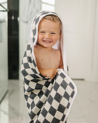 Charcoal Checkered Muslin Hooded Towel