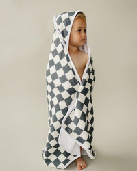 Charcoal Checkered Muslin Hooded Towel