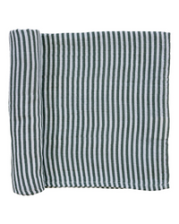 Green Stripes Muslin Swaddle Blanket